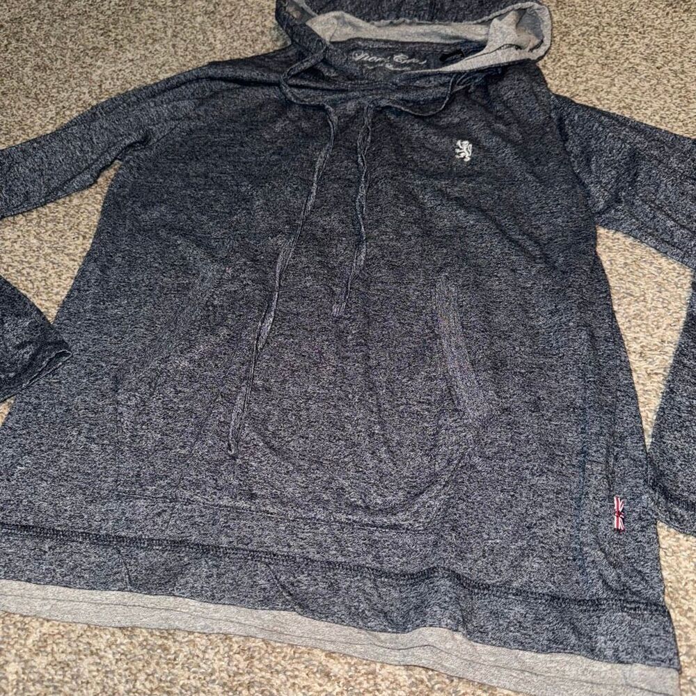 Lion’s Crest English Laundry Men’s Small Gray Lightweight Pullover Hoodie - Picture 2 of 3